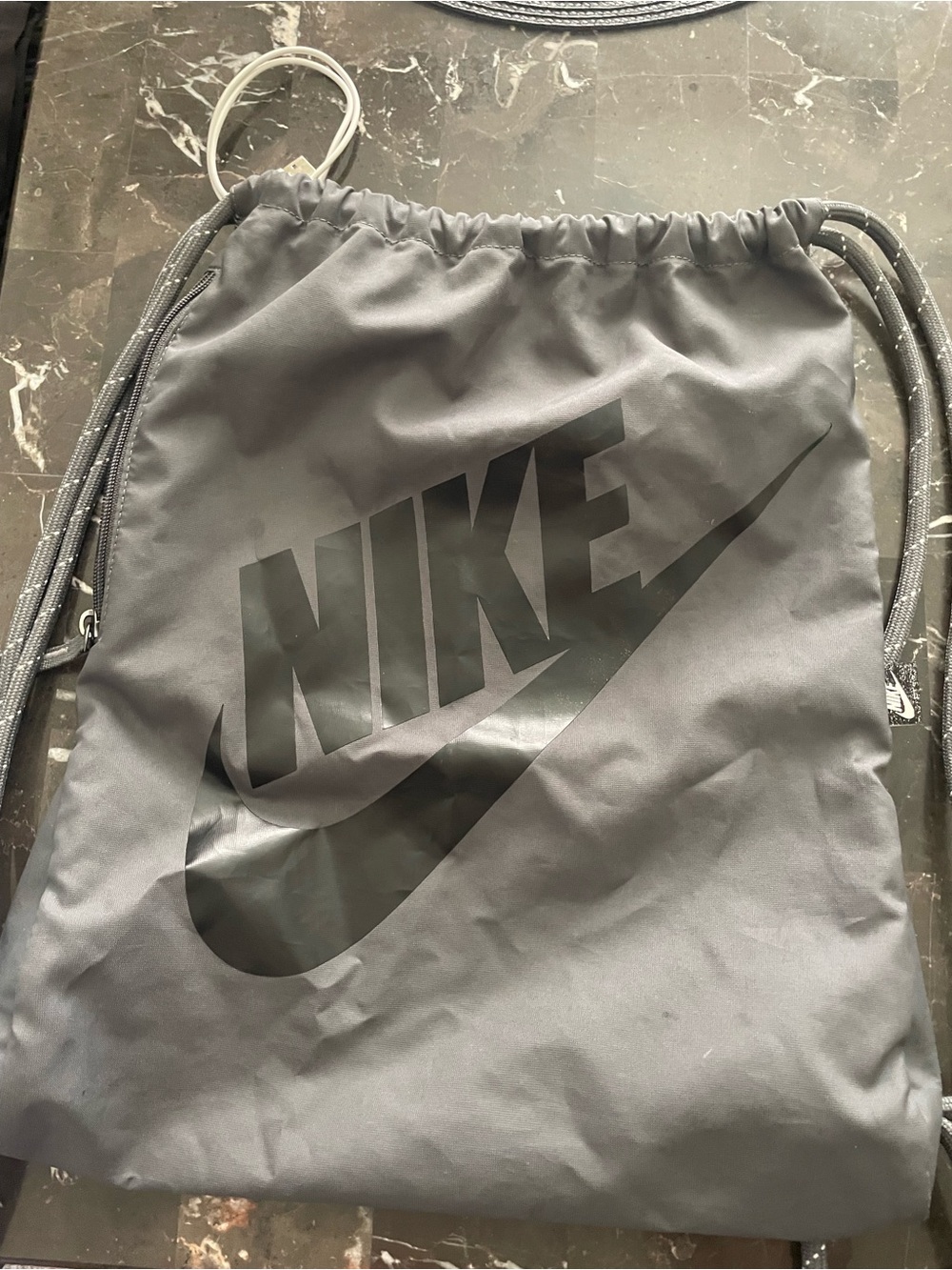 Nike Gray and Black Drawstring Backpack Sack